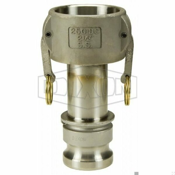 Dixon Type DA Cam and Groove Reducing Coupler, 2 x 2-1/2 in Nominal, Coupler x Adapter End Style, 316 SS 2520-DA-SS